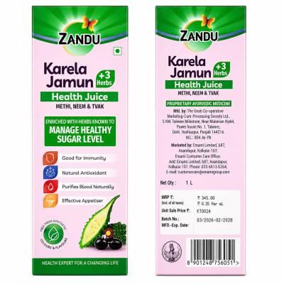 ZANDU KARELA JAMUN HEALTH JIUCE +3 HERBS - 1 Ltr.